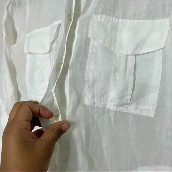 Theory Marandel White Lawn Shirt Long Button Down size p - Picture 7 of 14